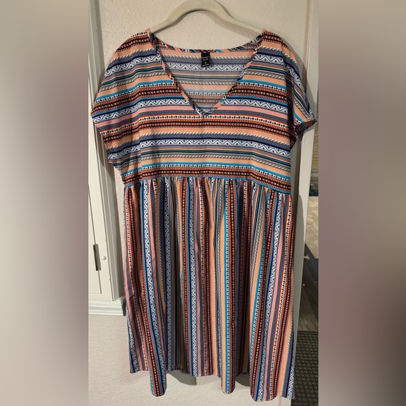 SHEIN Orange and Blue Dolman Sleeve Sundress - Picture 1 of 4